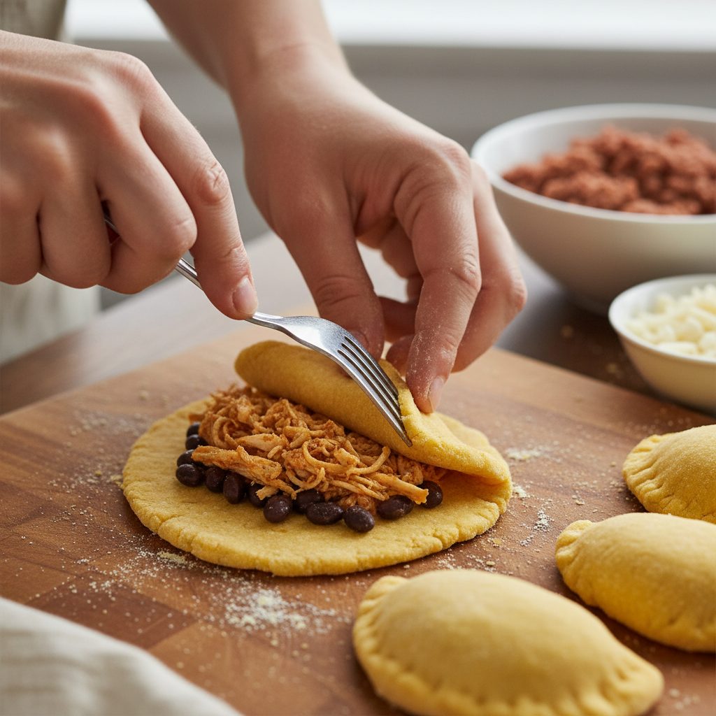 Formando empanadas de maíz