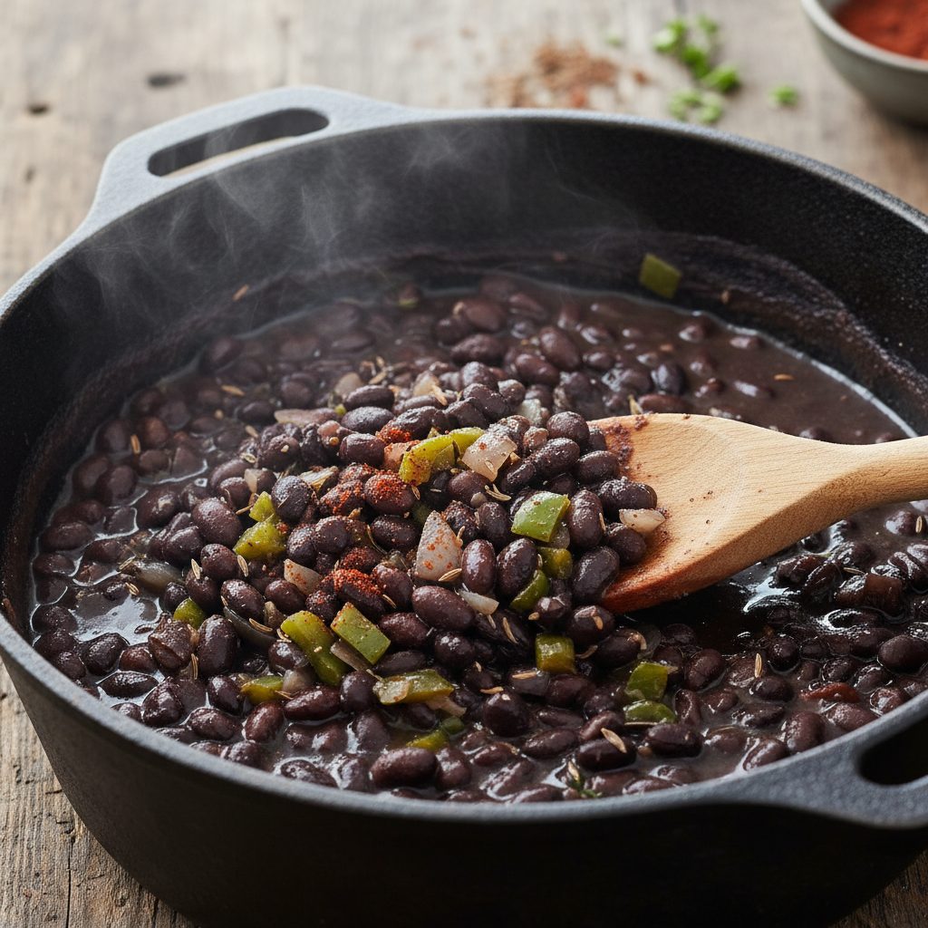 Caraotas negras venezolanas cocinándose