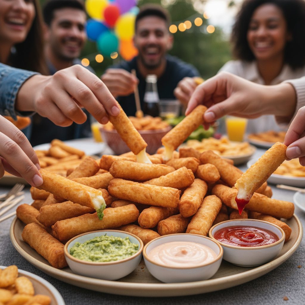 Bandeja de tequeños en fiesta venezolana